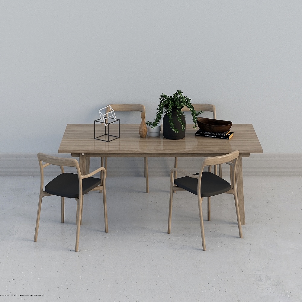 간단한 유럽 나무색 식탁합 다이닝 세트