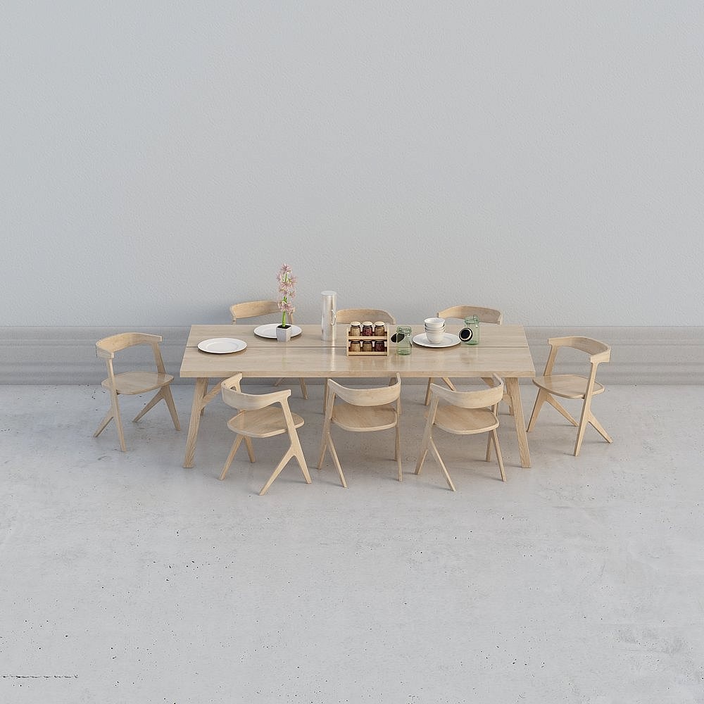 Modern light wood dining table combination Dining Set