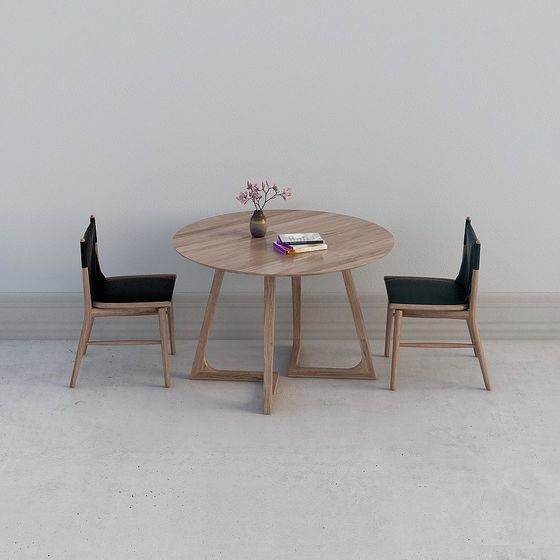Stylish Round Table and Chair Set 3D model