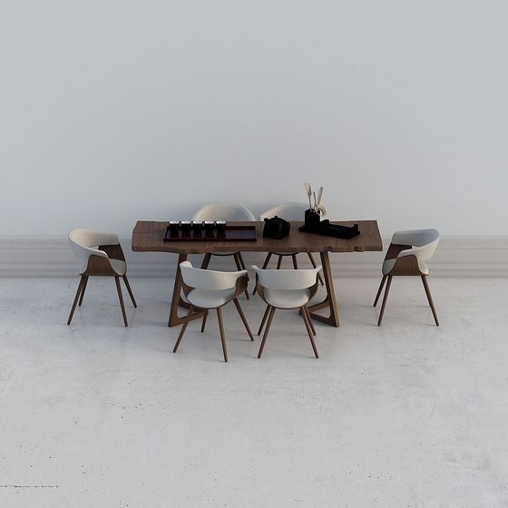 Mid-Century Dining Set 3D model