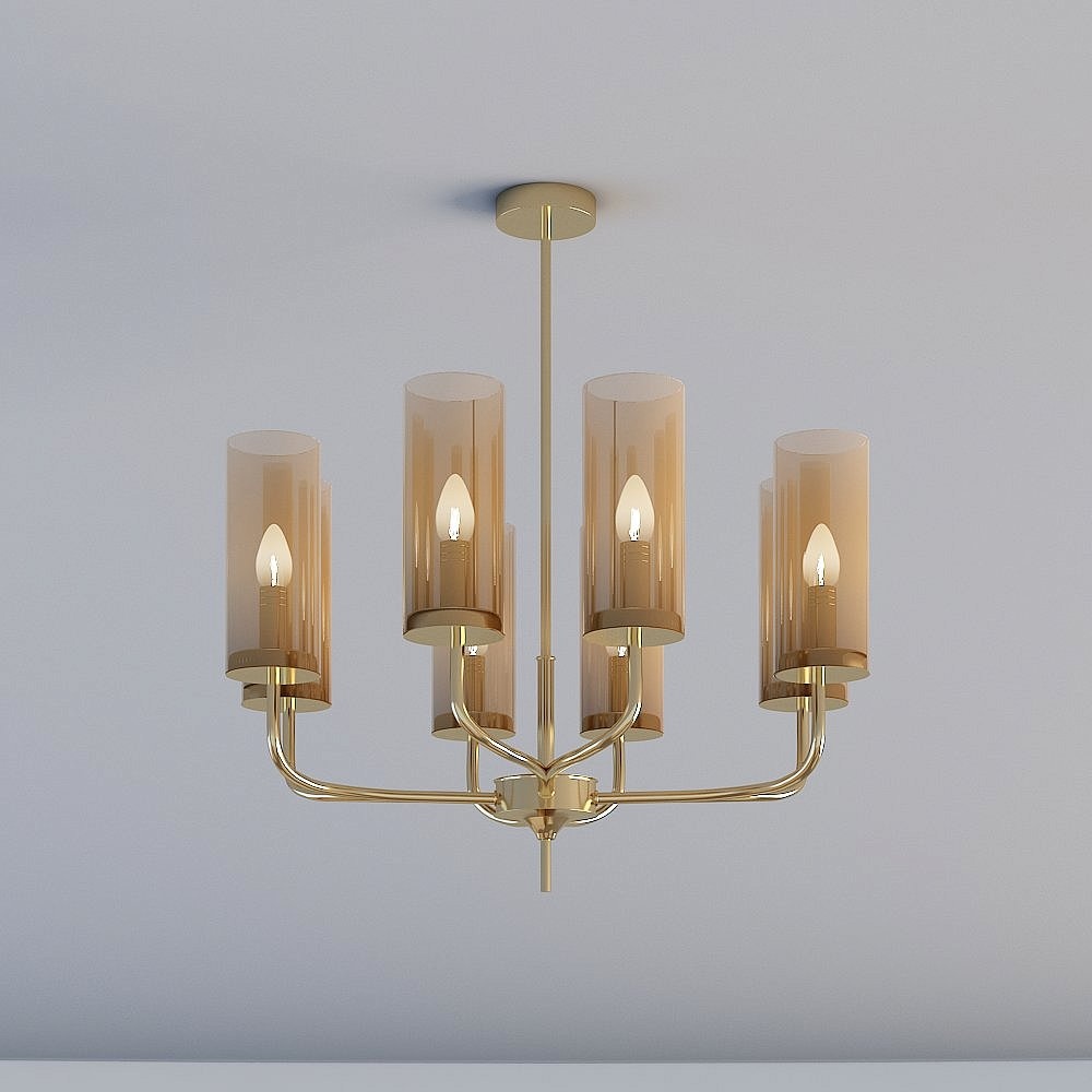 3D lights are all GZY - Post-modern light luxury restaurant bedroom cognac glass creative personality chandelier - G22040-8-cognac color