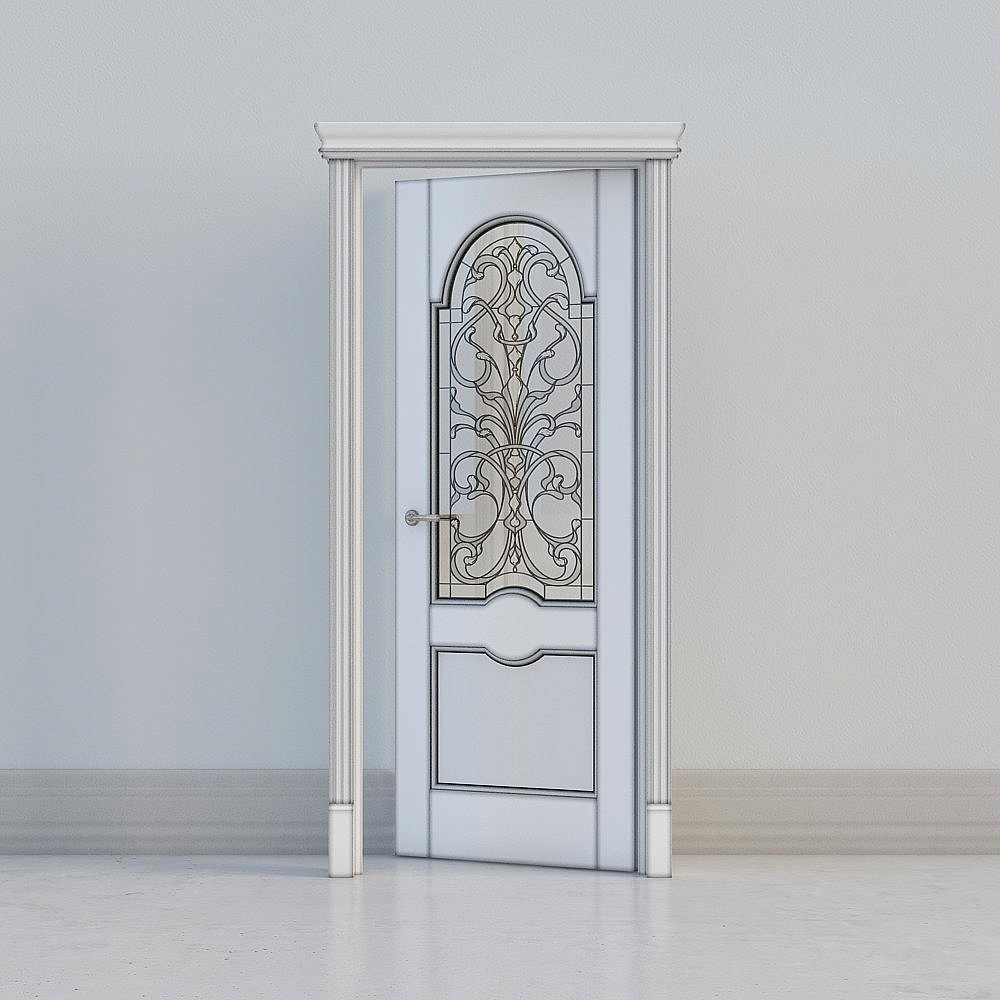 Open door-European solid wood carved door 3D model-30