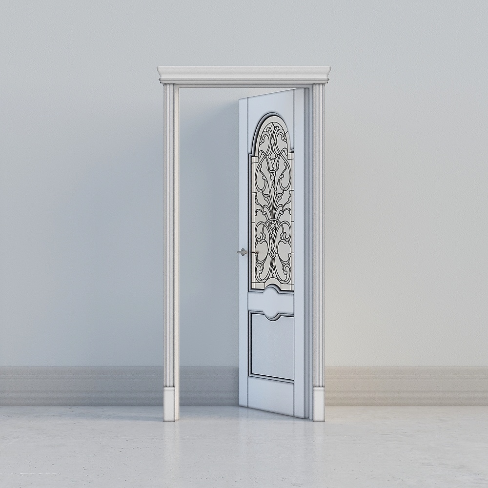 Open door-European solid wood carved door 3D model-60