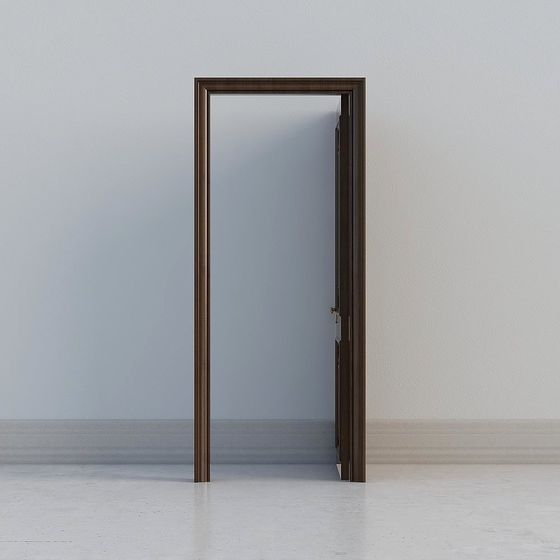 Low-Polygon Style Wooden Door 3D Model