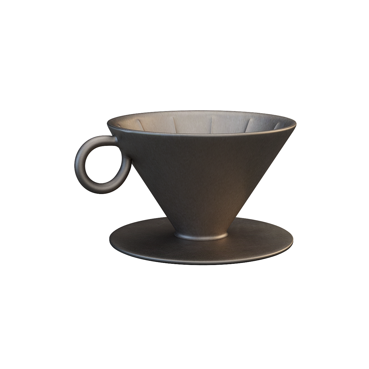 Conical Dripper 3D Model – Low-Poly Metallic Design