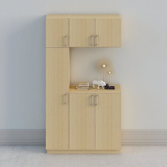 【全屋定製】-現代簡約米白北歐原木玄關櫃廳櫃鞋櫃-門廳組合29