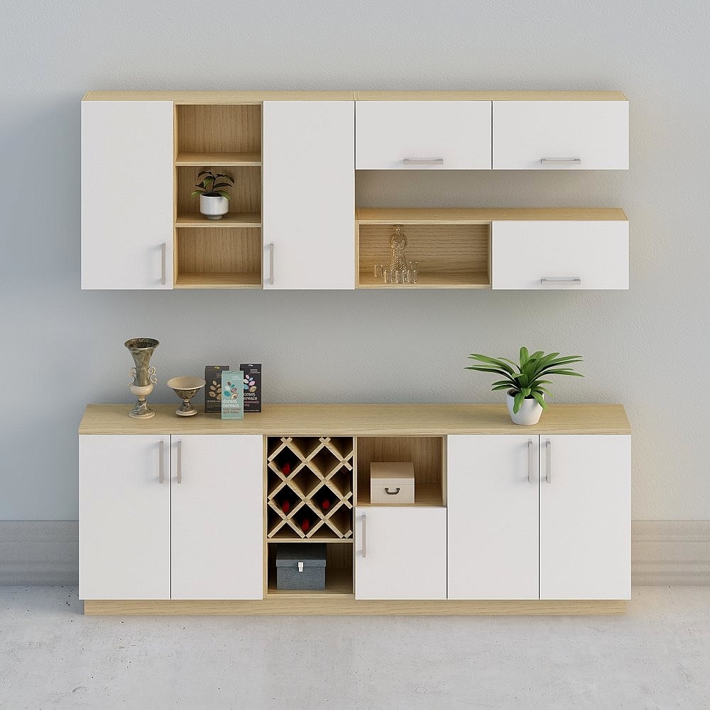 Combinazione Credenza Minimalista Beige in Legno 52-02