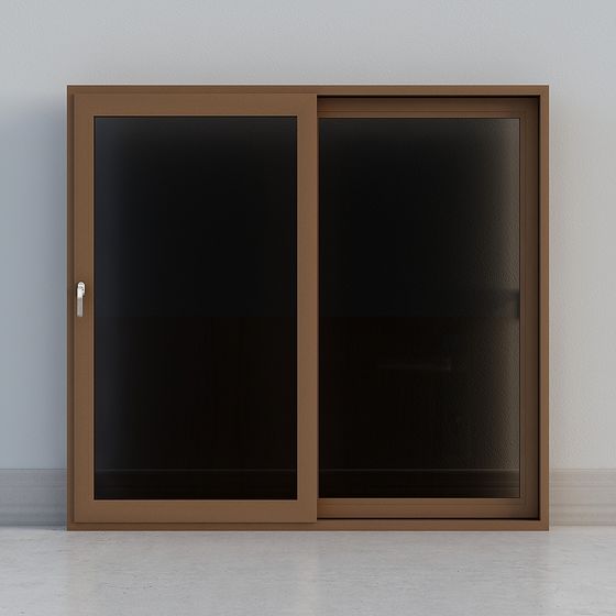 Stylish Low-Polygon Double Sliding Door 3D model