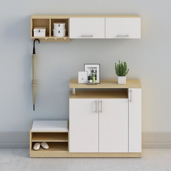 【풀 하우스에 사용자 정의]-현대식 베이지 나무는 북유럽 콘솔 캐비닛 홀 내각 신발 캐비닛-로비 조합 22-03