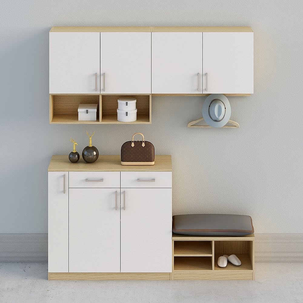 【풀 하우스에 사용자 정의]-현대식 베이지 나무는 북유럽 콘솔 캐비닛 홀 내각 신발 캐비닛-로비 조합 20-03