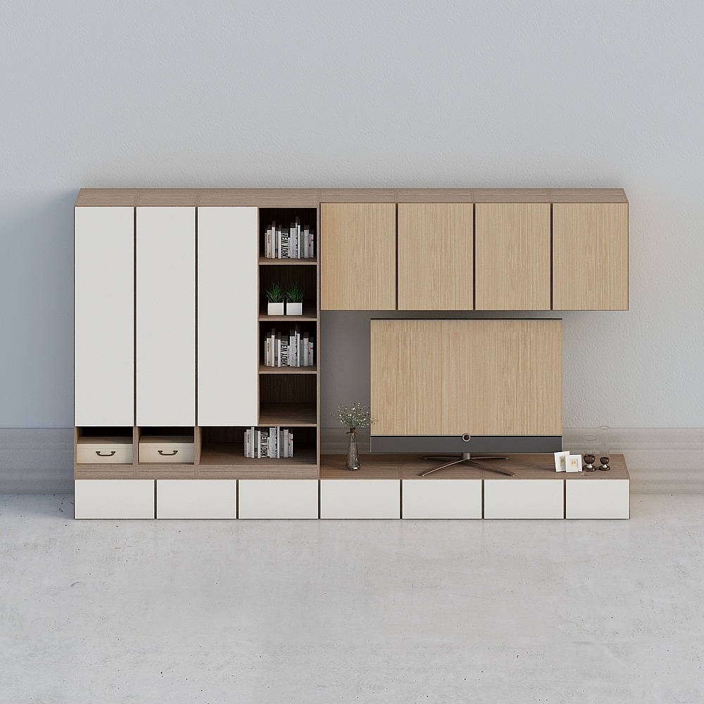 Personalizzazione dell'intera casa - TV nordica legno bianco minimalista moderno