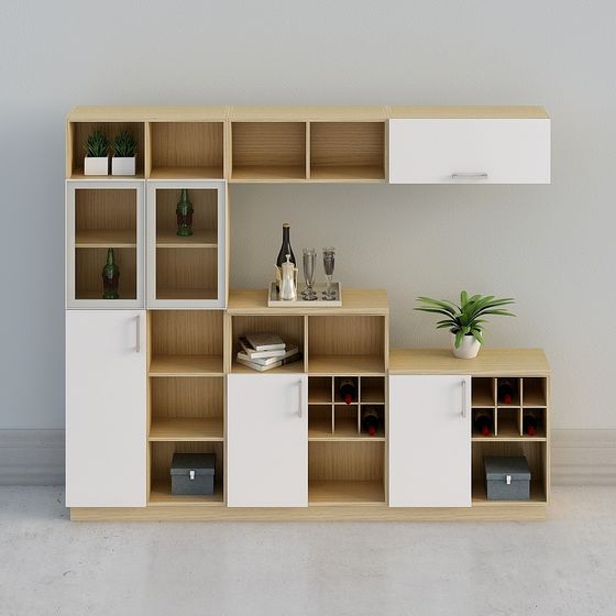 현대 백색 나무 북유럽 와인 장식장