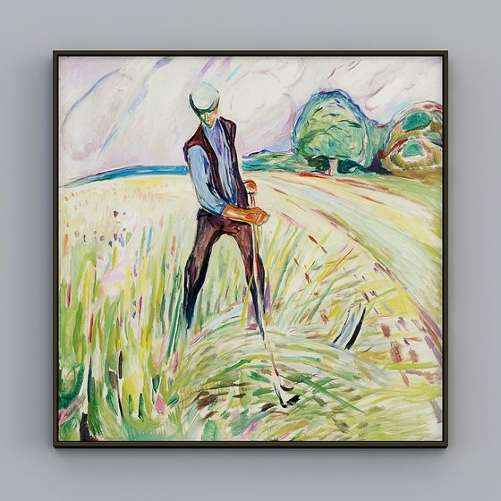 Swinging Golfer in Vibrant Fields 3D model