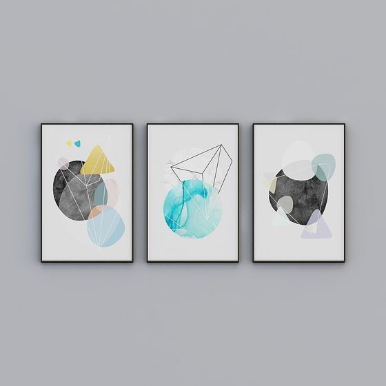 客廳裝飾畫現代簡約時尚三聯畫北歐抽象壁畫玄關過道餐廳平衡法則