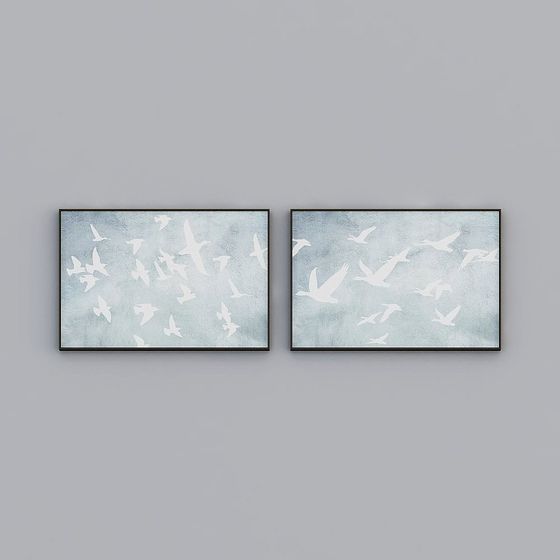 Soaring White Birds 3D Model