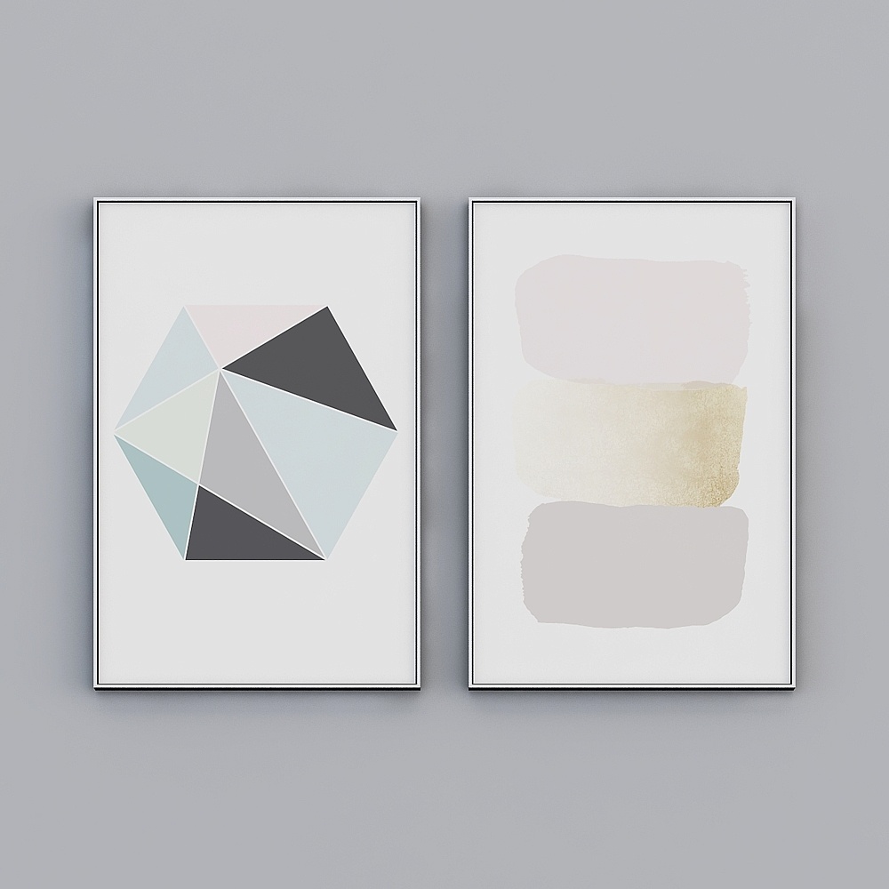 現代簡約客廳裝飾畫雙聯北歐抽象幾何玄關過道餐廳壁畫