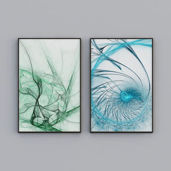 客廳裝飾畫餐廳創意掛畫牆畫抽象畫二聯畫北歐裝飾畫