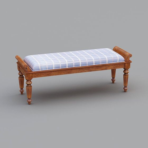 Vintage Style Bench 3D model with Modern Flair