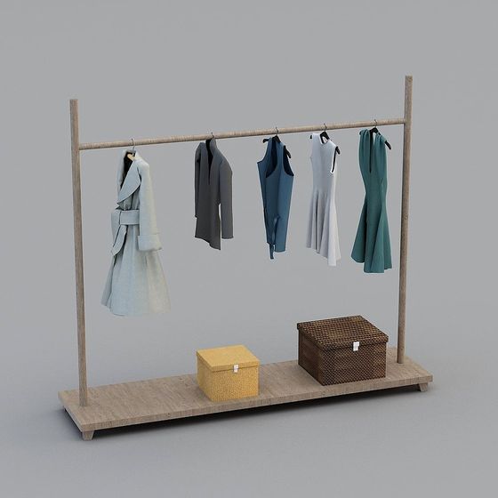 kujiale 중국 단단한 목재 옷걸이 3D 모델 02