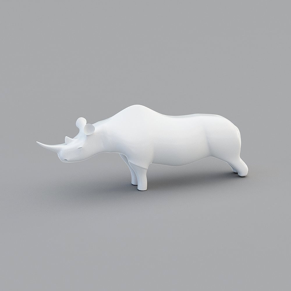 Stylish Low-Poly Rhino 3D Model