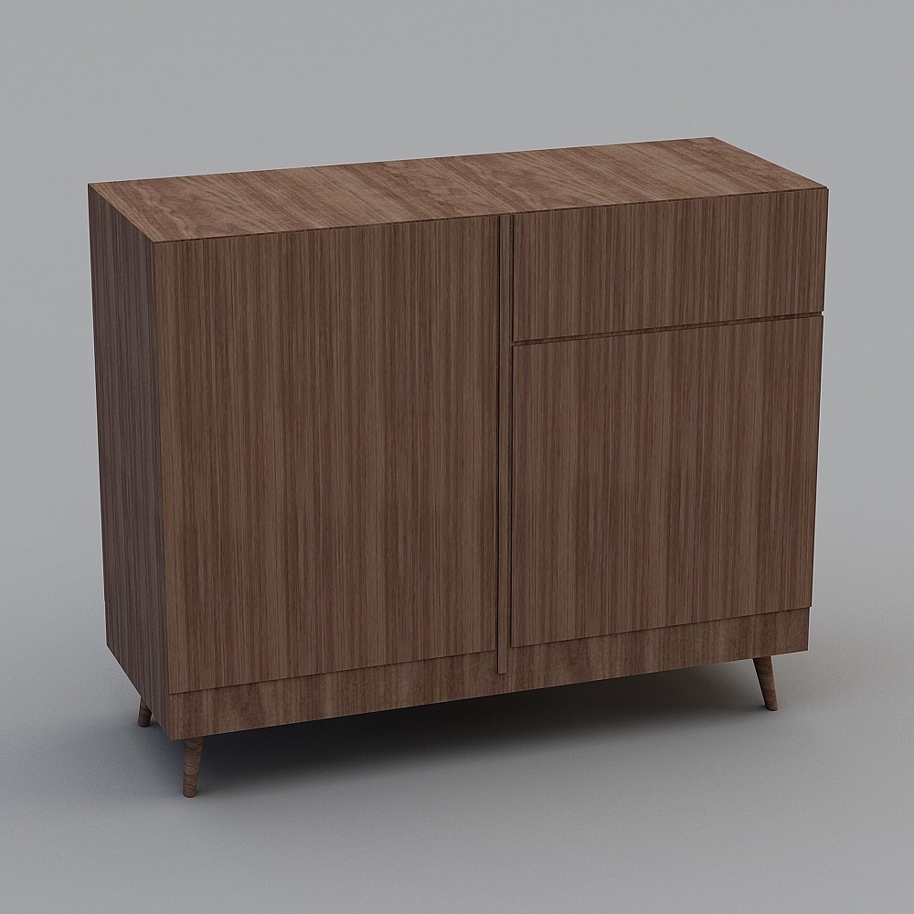 Elegant Low-Polygon Furniture Cabinet 3D model