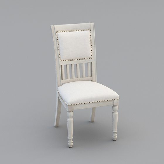 Antique Gray Armless Dining Chair 3D Model