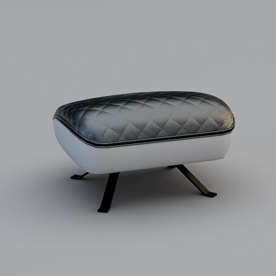 Stylish Low Poly Black Leather Stool 3D model