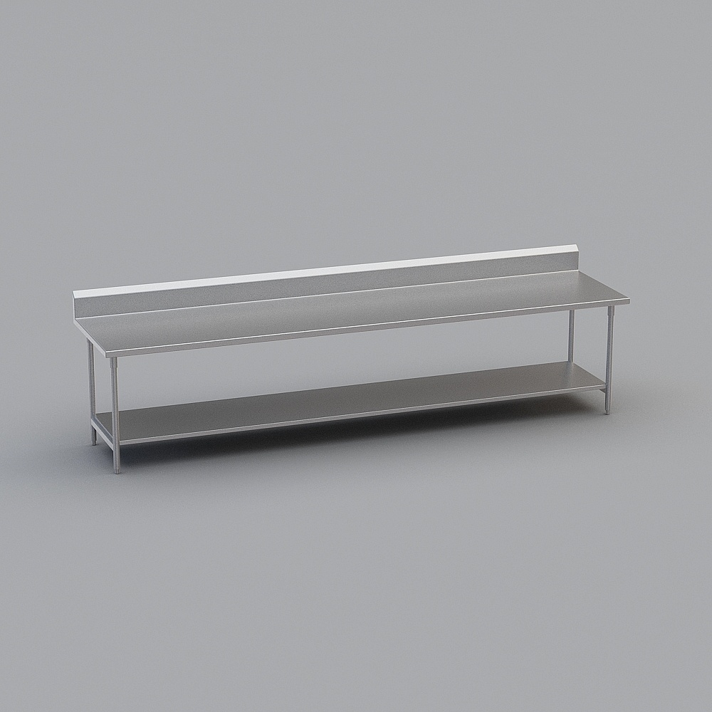 Minimalist Stainless Steel Workbench 3D model