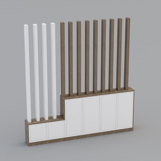 Wood Grain Partition Screen 3D model