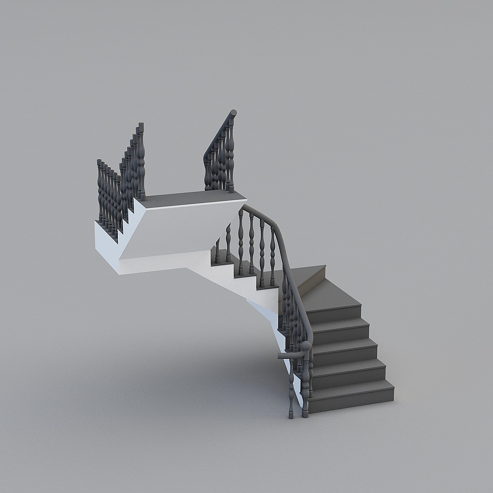 Elegant Low-Poly Staircase 3D model