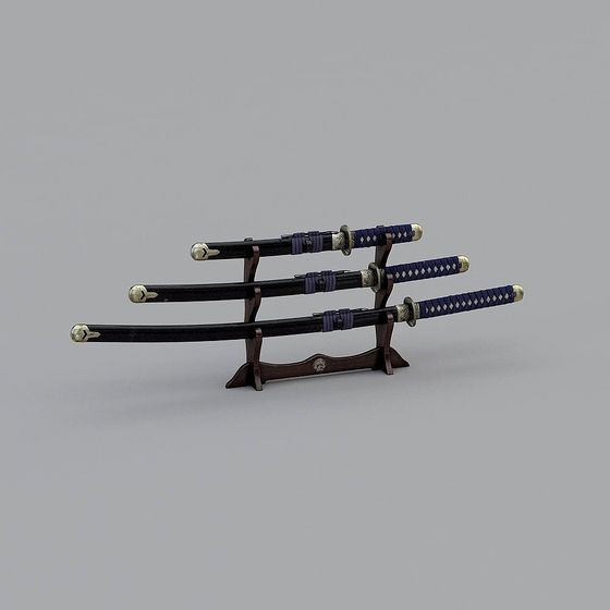 Elegant Samurai Sword 3D model with Detailed Craftsmanship