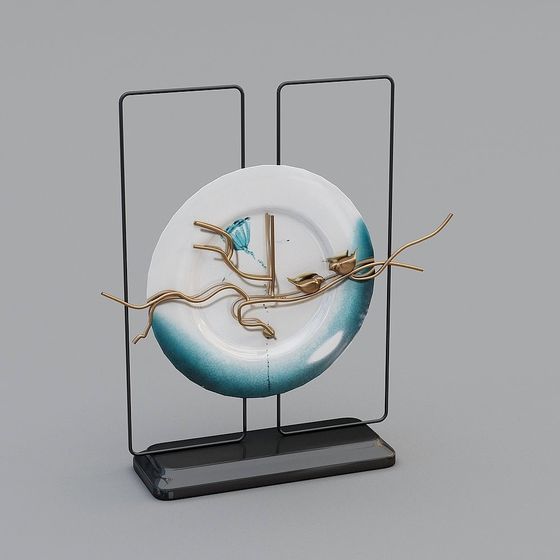 Blue and White Porcelain Plate Stand 3D model