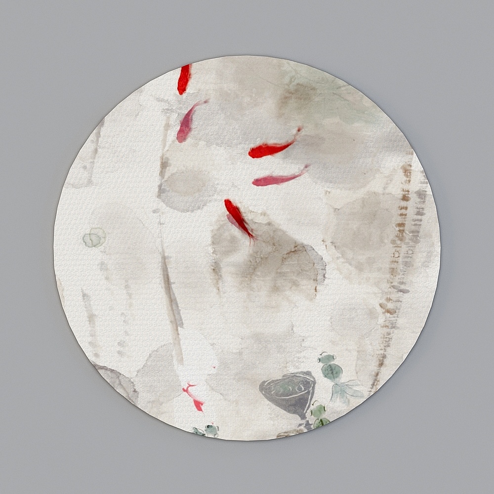 Ink Wash Goldfish 3D model in Low Poly Style