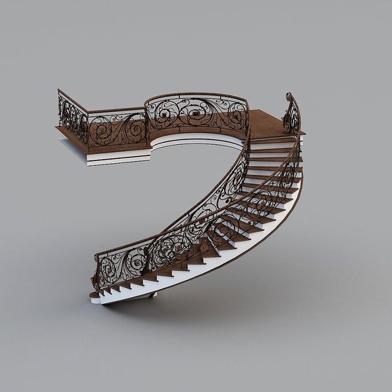 Elegant Low-Polygon Staircase 3D model