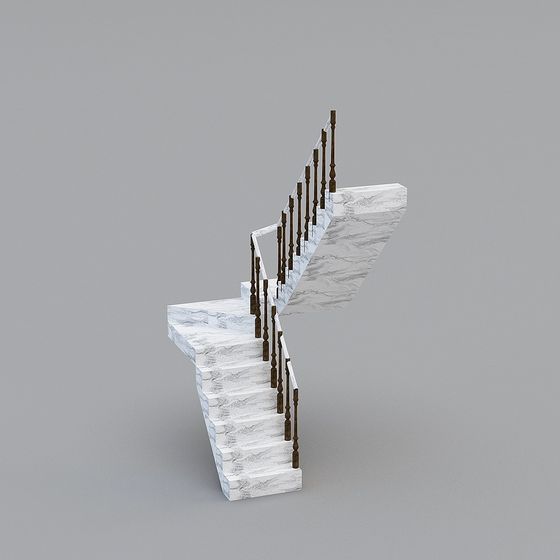 Elegant Marble Staircase 3D model for Modern Interiors