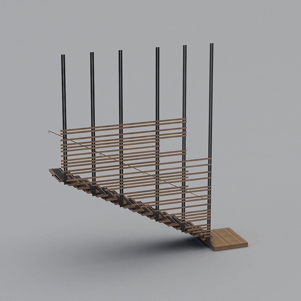Elegant Low-Polygon Staircase 3D model