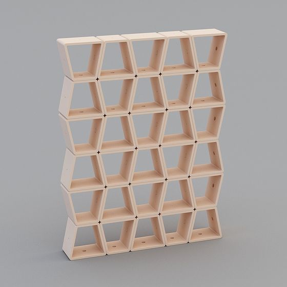Modular Bookshelf 3D model with Geometric Aesthetics
