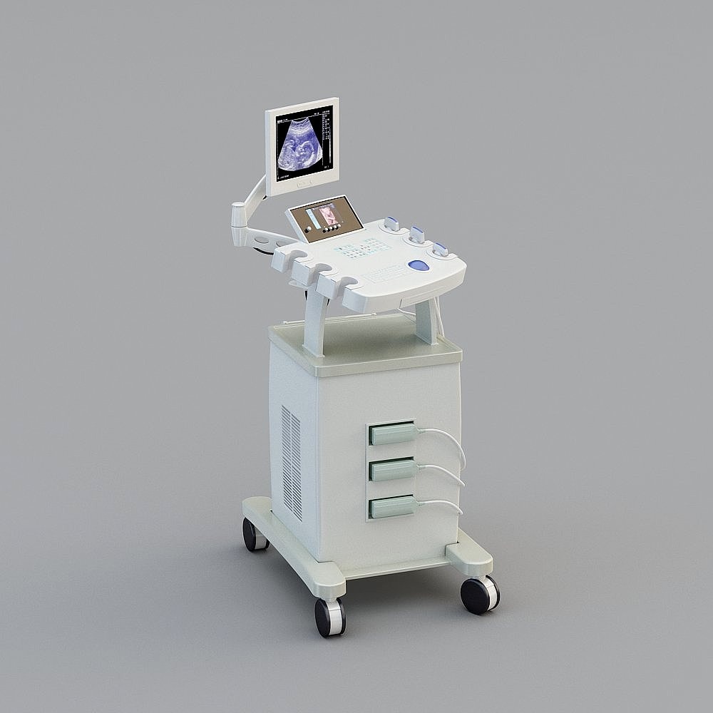 Realistic Ultrasound Diagnostic Cart 3D model