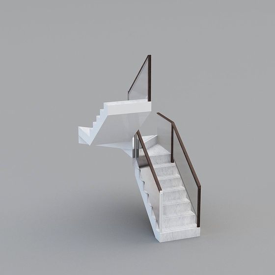 Elegant White Modern Stairs 3D Model