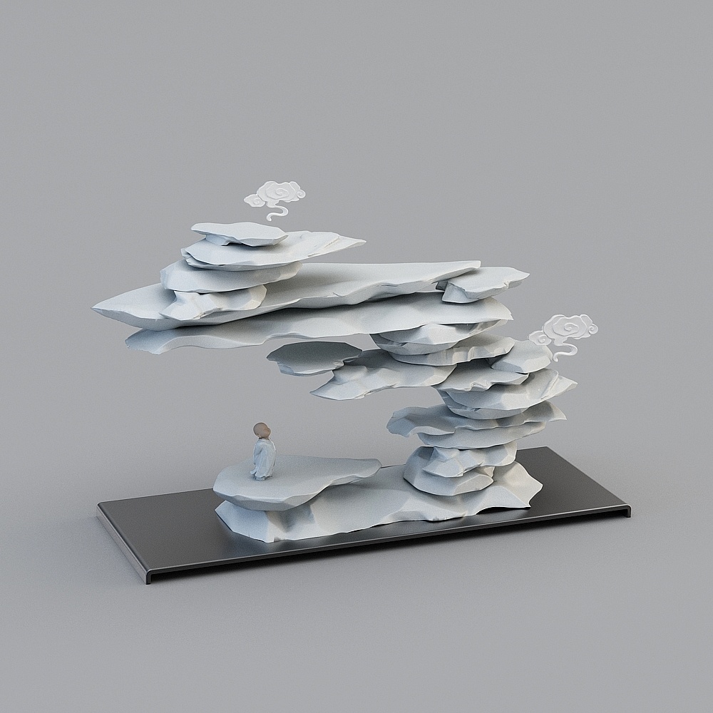 Low-Poly Fantasy Mountain 3D Model