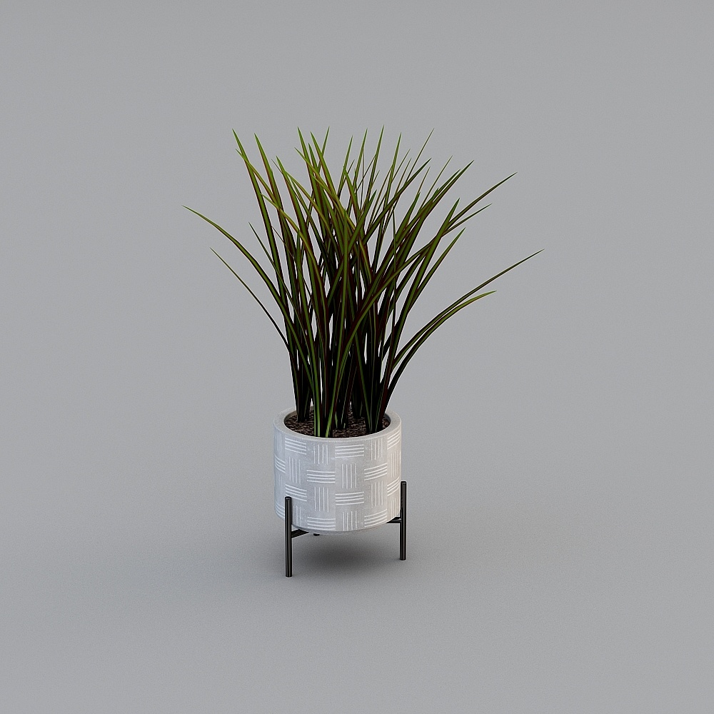 Stylish Low-Poly Green Plant Pot 3D model