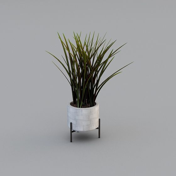 Stylish Low-Poly Green Plant Pot 3D model