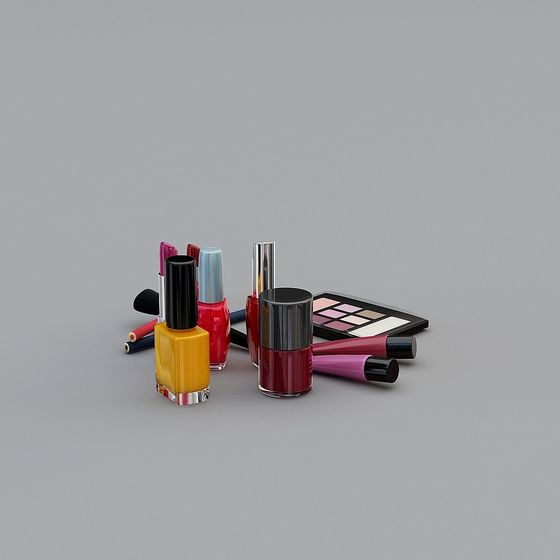 Vibrant Low-Poly Cosmetic Set 3D model for Creative Projects