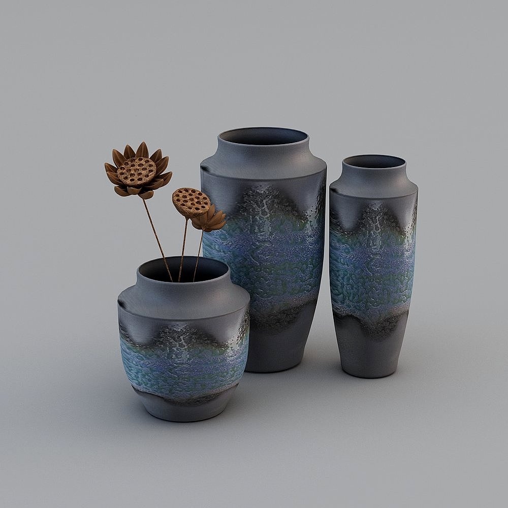 Artistic Rhythm 3D model - Minimalist Ceramic Vases