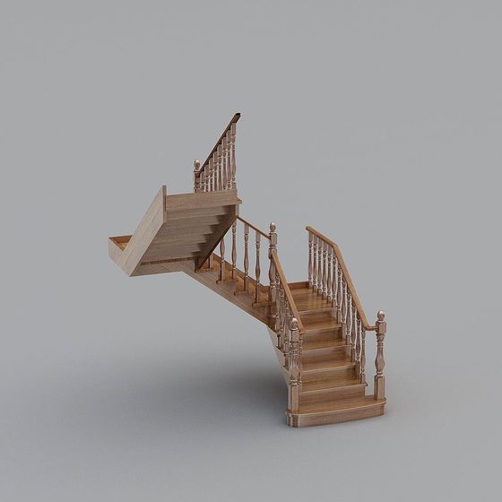 Contemporary U-Shape Staircase 3D Model for Modern Homes