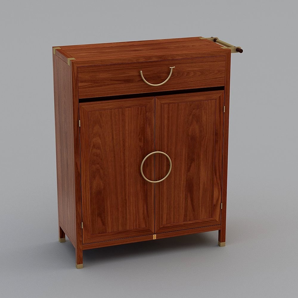 Elegant Chinese Shoe Cabinet 3D model