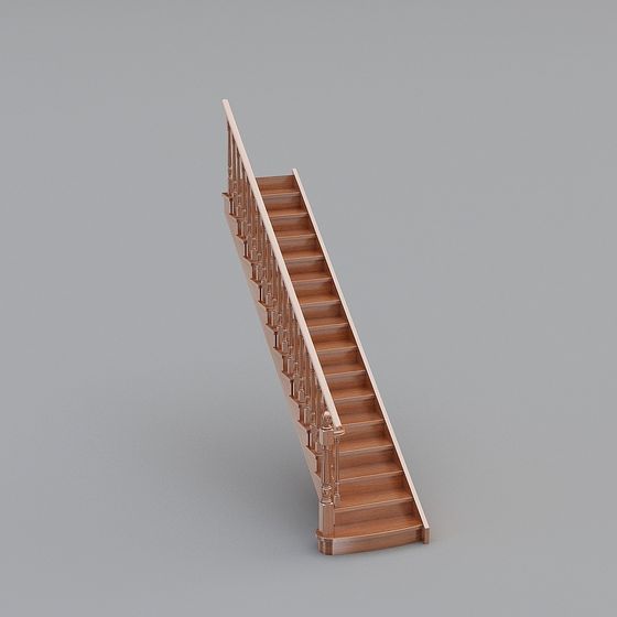 Stylish Wooden Staircase 3D model for Design Projects
