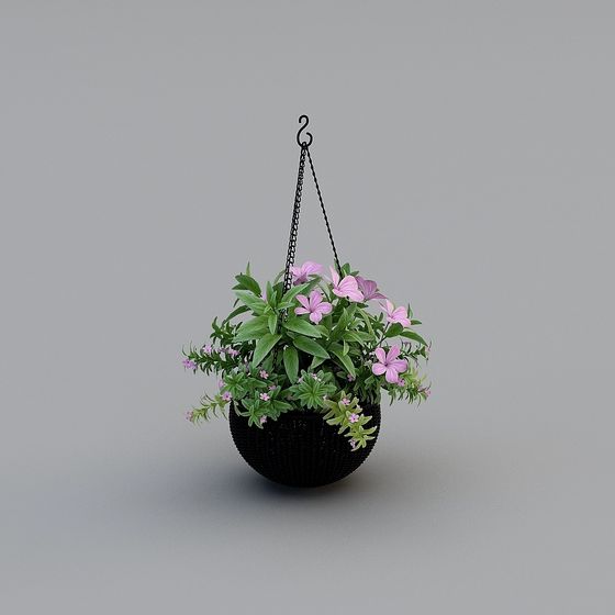 Stylish Hanging Flower Basket 3D model for Creative Projects