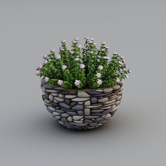 Stylish Stone Planter 3D model for Natural Decor