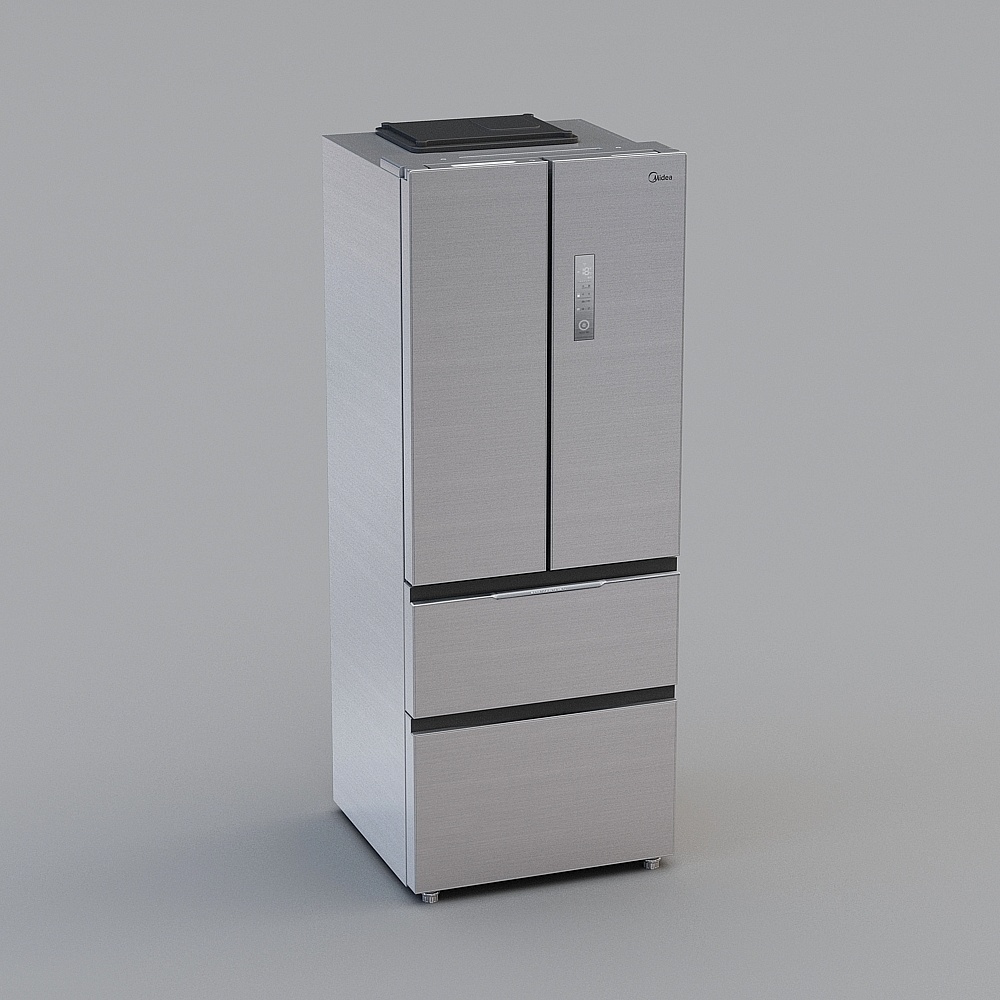 Sleek Stainless Steel Refrigerator 3D Model